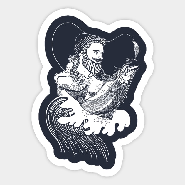 Fisherman Sticker by ruta13art